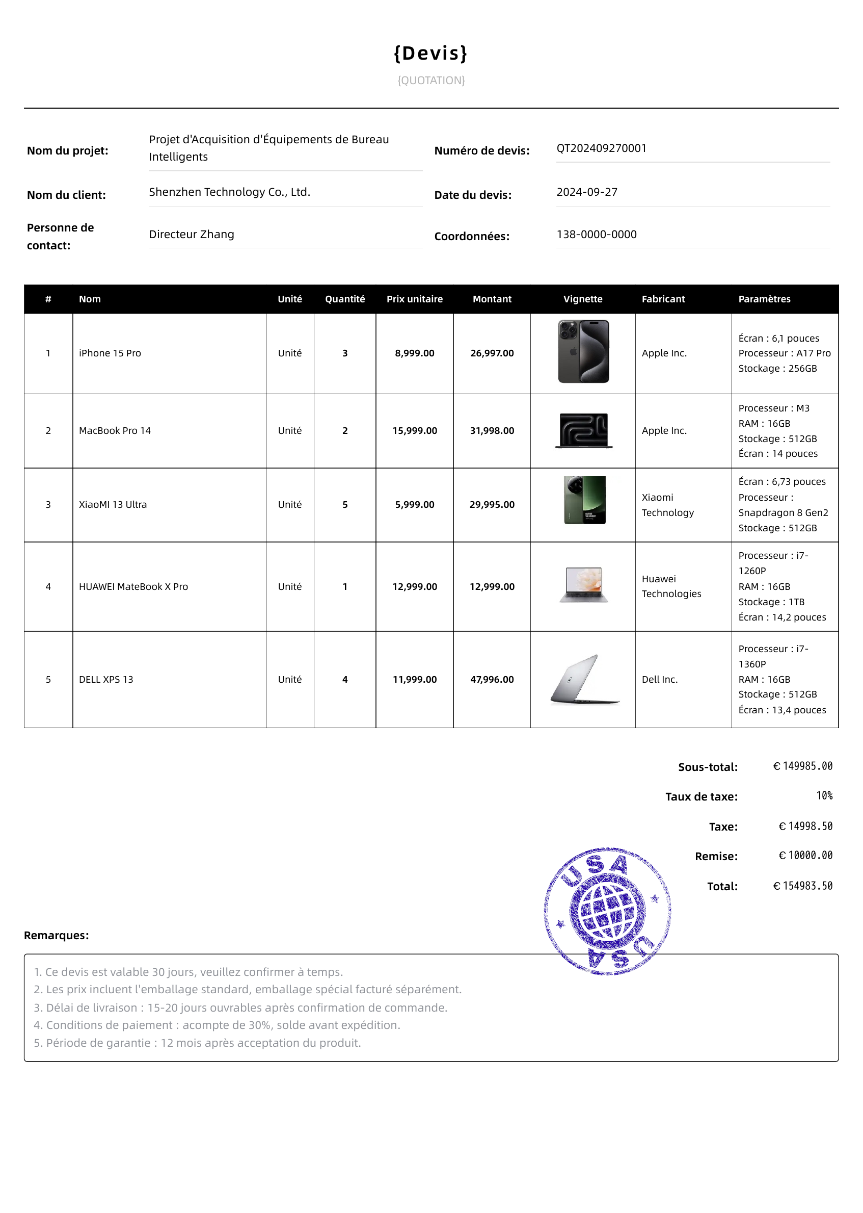 Mod&egrave;le d'affaires classique模板